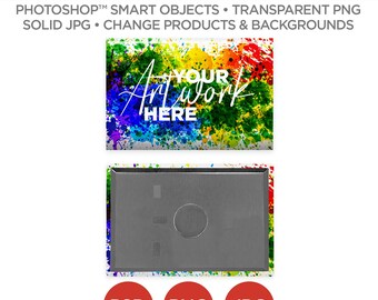 2x3in Rectangle Button Magnet Back Mockup & Template | Smart Object PSD, JPG, PNG formats | 2 Angles, Layered, Editable | Add your own image