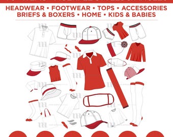 Apparel Mega Bundle - Mockup and Template - 70+ Total Files, Multiple Styles and Editable Vectors in EPS, SVG, AI, png, dxf and pdf