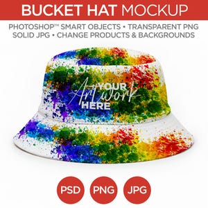 Bucket Hat Mockup & Template - | Smart Object PSD, JPG, PNG formats | 1 Angle, Layered, Editable | Add your own image | V1