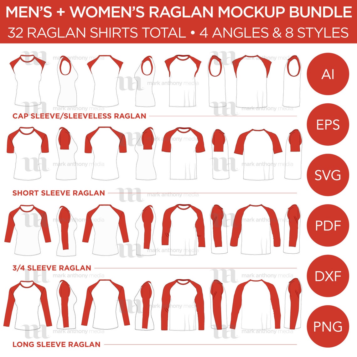 Download Raglan Men's Women's Shirt Bundle Mockup and | Etsy