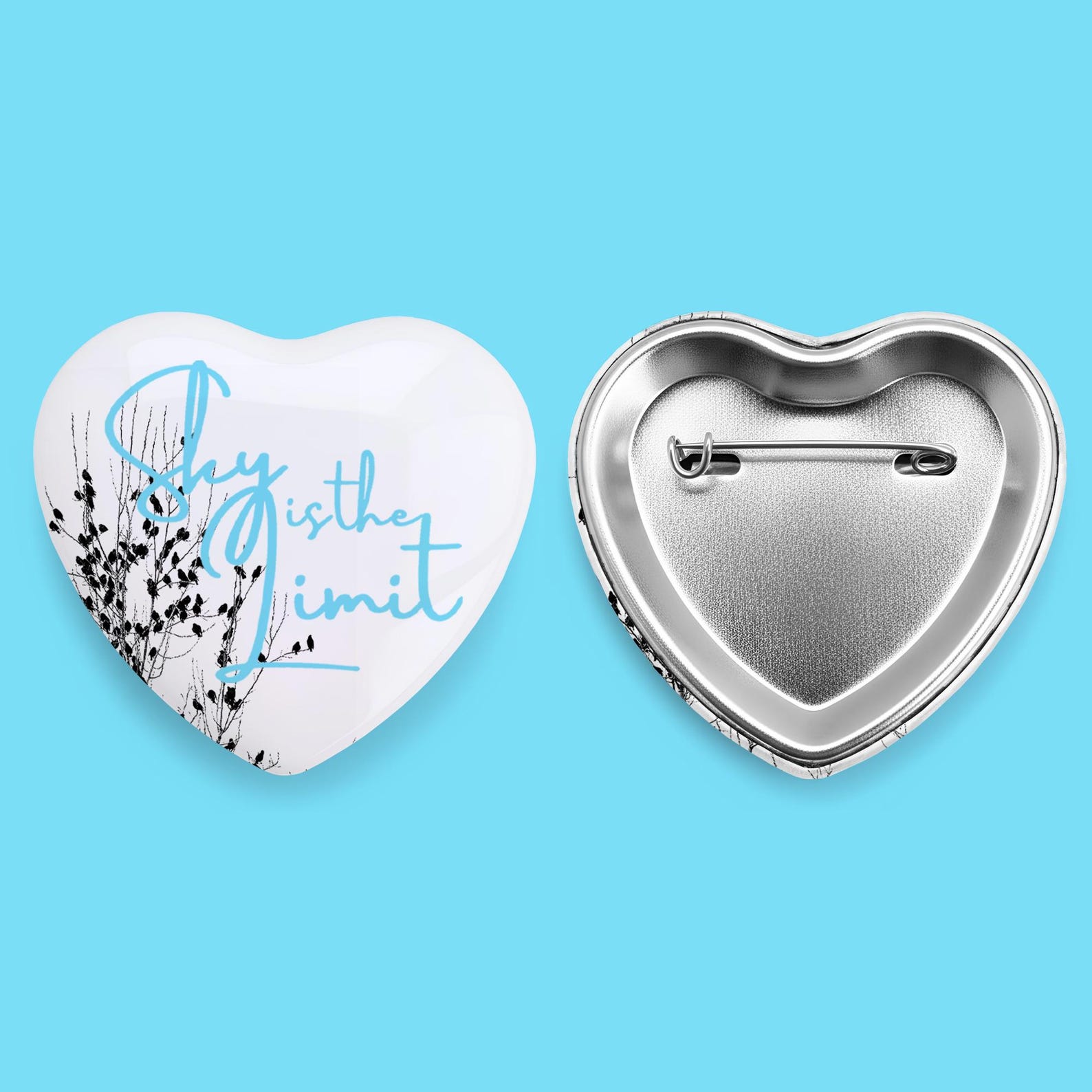 Heart Shaped Button Pin Back Mockup & Template | Smart Object PSD, JPG ...