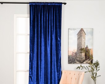 Blue Velvet Curtain Etsy