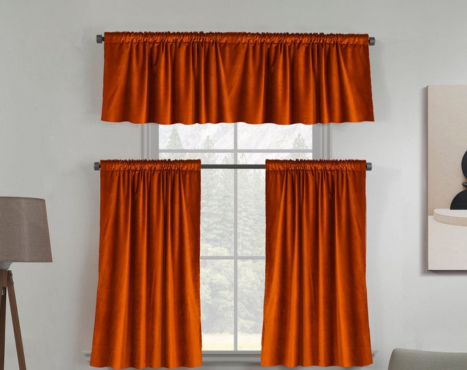 70 Diffrent Colors Luxury Matte Velvet,Kitchen Caffe Curtain and Valance,Battroom Curtain,Custom Size Avaliable,Burnt Orange Colors