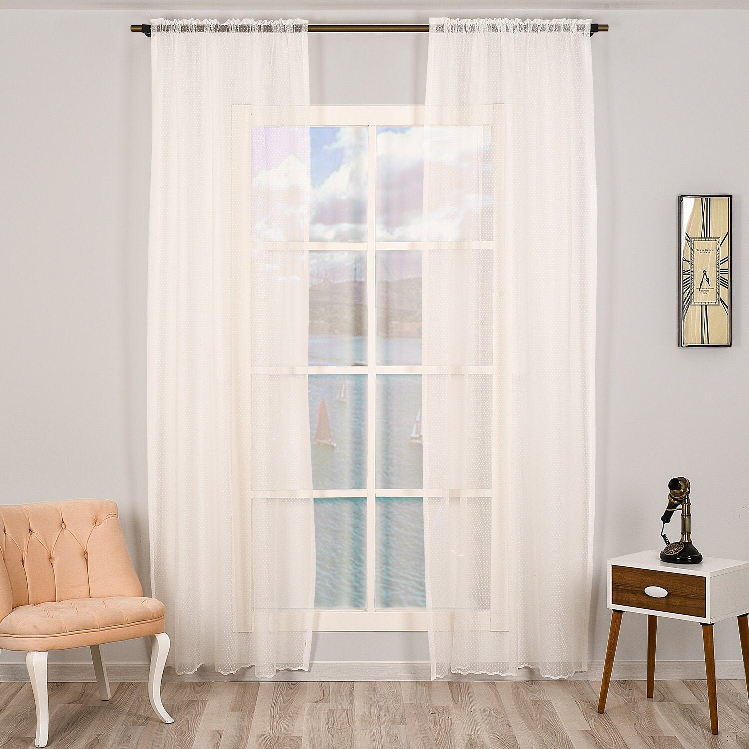 Set of 2 Lace Point Sheers curtain PanelsRod pocket Etsy