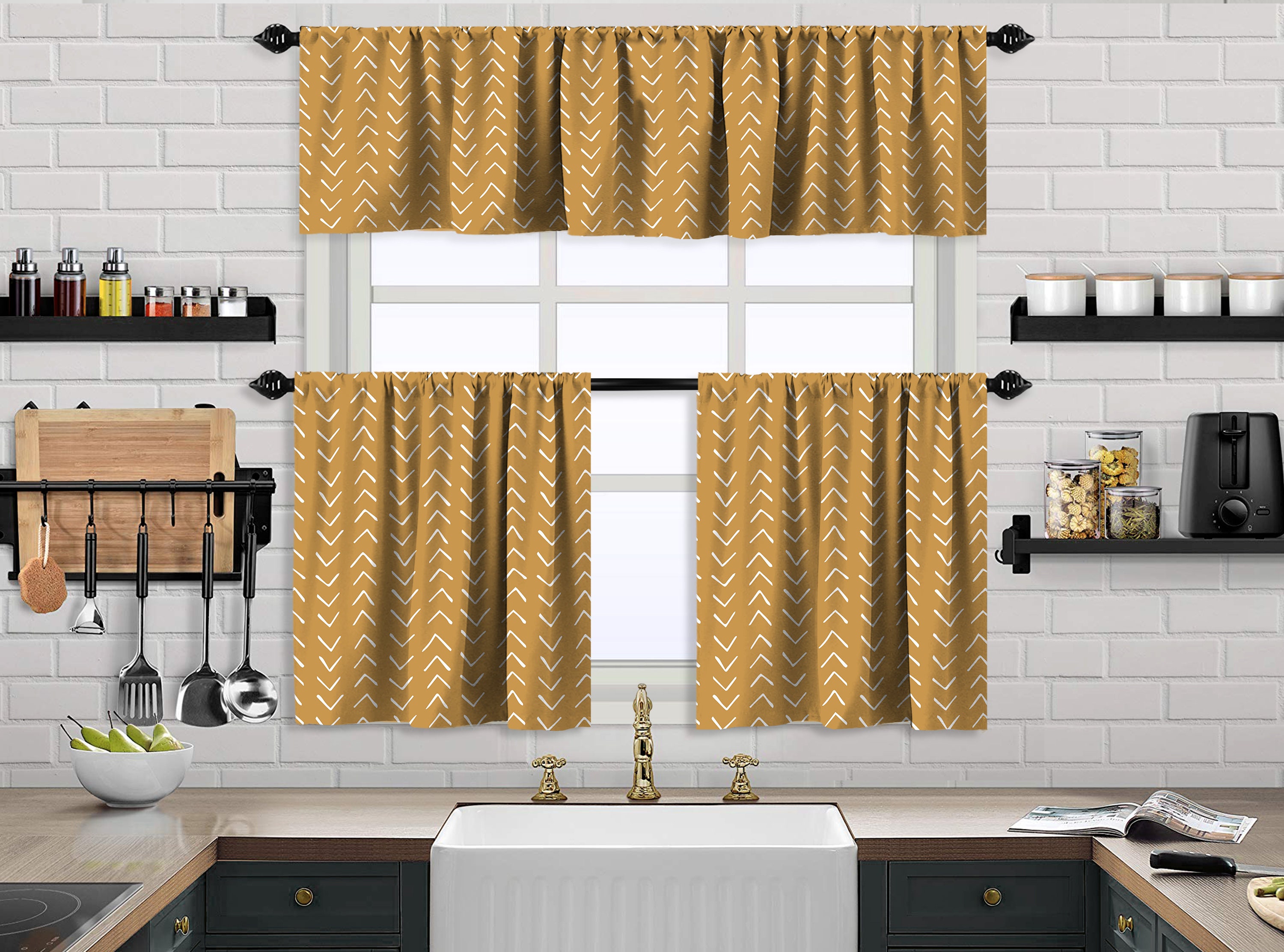 Mustard Yellow Boho Kitchen Curtainafrican Mudwindow Etsy New Zealand
