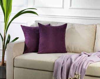Eggplant Purple,Set of 2 Pillow Covers,Luxury Sofa Cushion,Modern Sofa,Kissenbezug,Cushion,Throw Cushions,Solid Colors Velvet look