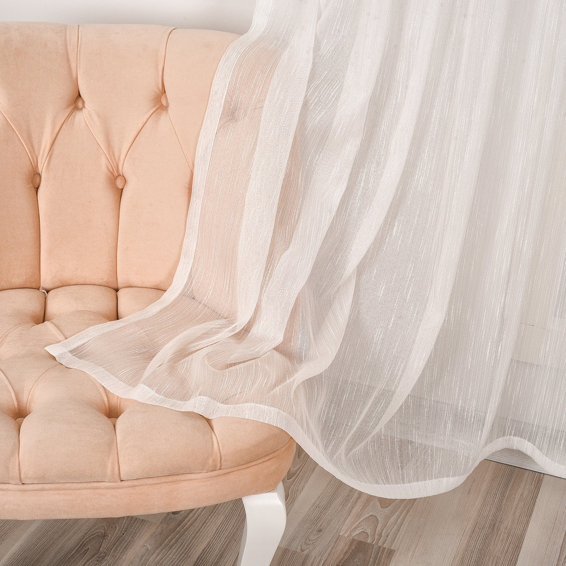 Set of 2 Linen Look Sheers Curtain Panelsrod Pocket Etsy