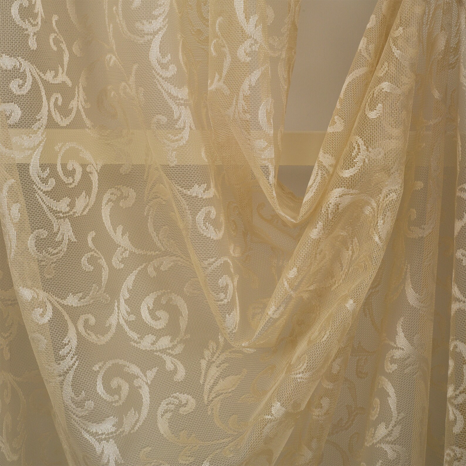 Beige Lace Classic Sheers curtain PanelsRod pocket Etsy