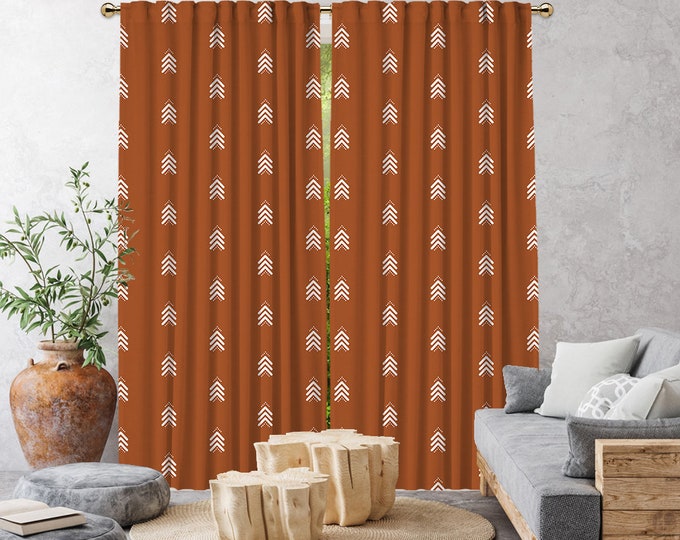 Brick Boho Curtain,African Mud,Window Treatments,Blackout,Sheer,Decorative,Home Decor,Living Room,Room,Custom Size,Made to order,Office Deco
