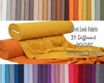 Mustard Yellow Velvet Look Fabric by the Yard,Velvet Look Fabric, Velvet Yardage, Fabric Per Yard,Velvet Upholstery,Non Stretch Velvet