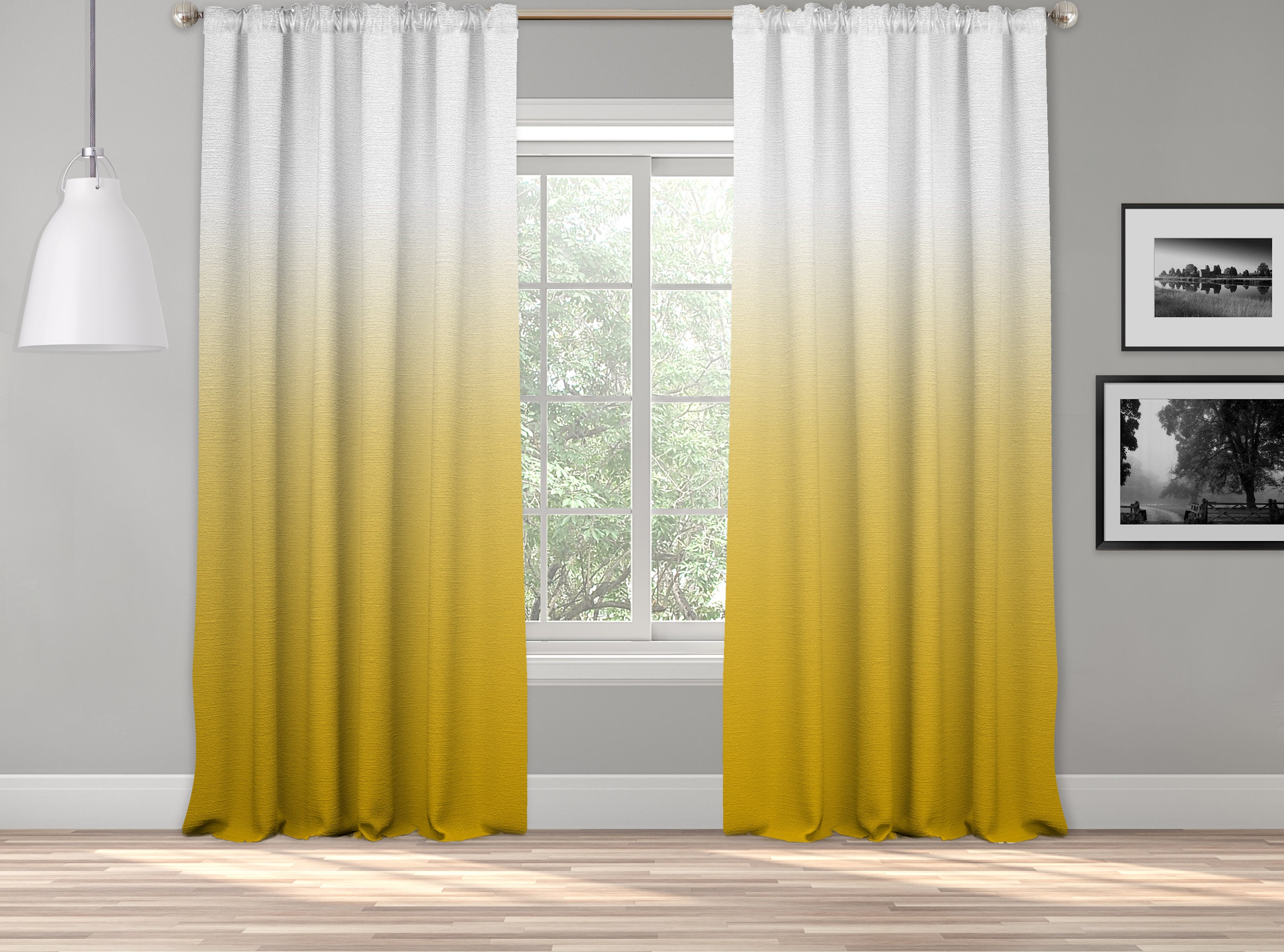 Yellow II Ombre Curtain PanelShades OmbreGradient Etsy