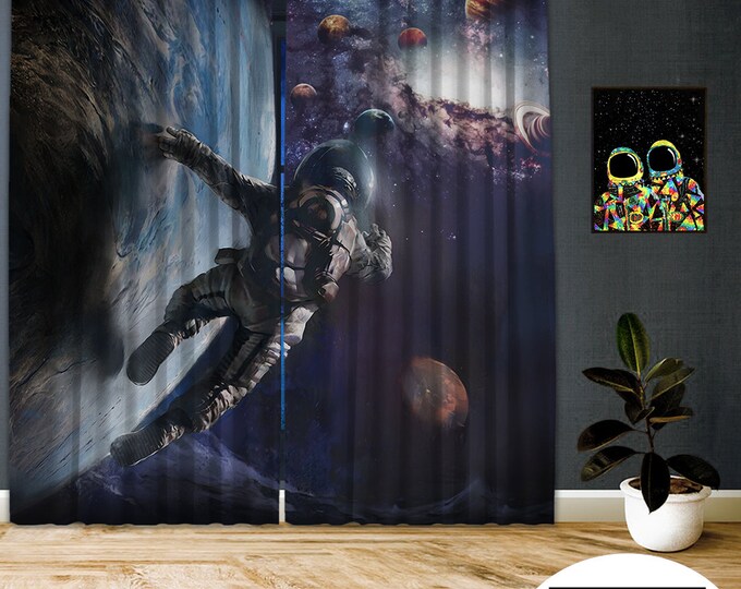 Space-X-XVI,Window Curtain 2 panel sets,Blackout,Room darkering,Custom size,Made to order,Thermal insulated,Noise reducing