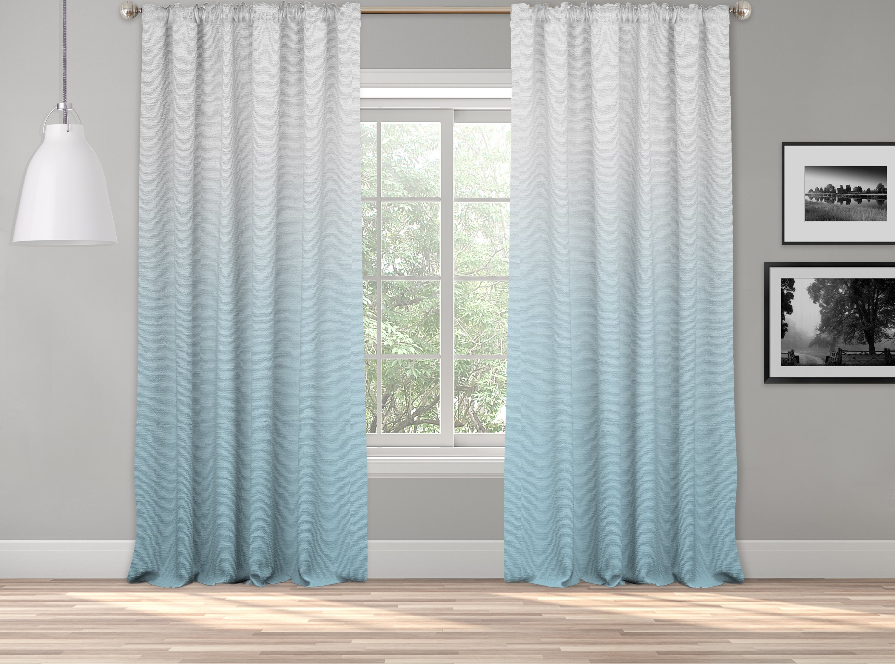 Baby Blue Ombre Curtain PanelShades OmbreGradient Etsy