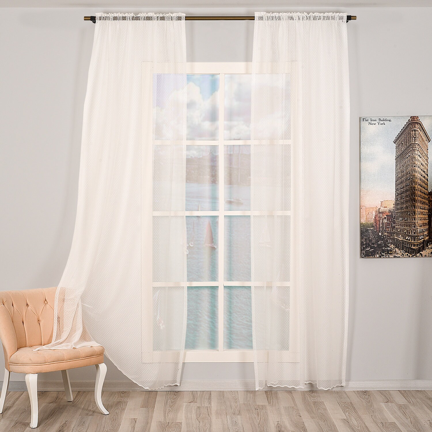 Set of 2 Lace Point Sheers curtain PanelsRod pocket Etsy