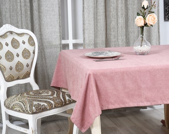 Pink Velvet Look Tablecloth  31 colors, Softened Velvet Look Tablecloth,Tablecloth with Mitered Corners,Custom Size Tablecloth, Table cloth