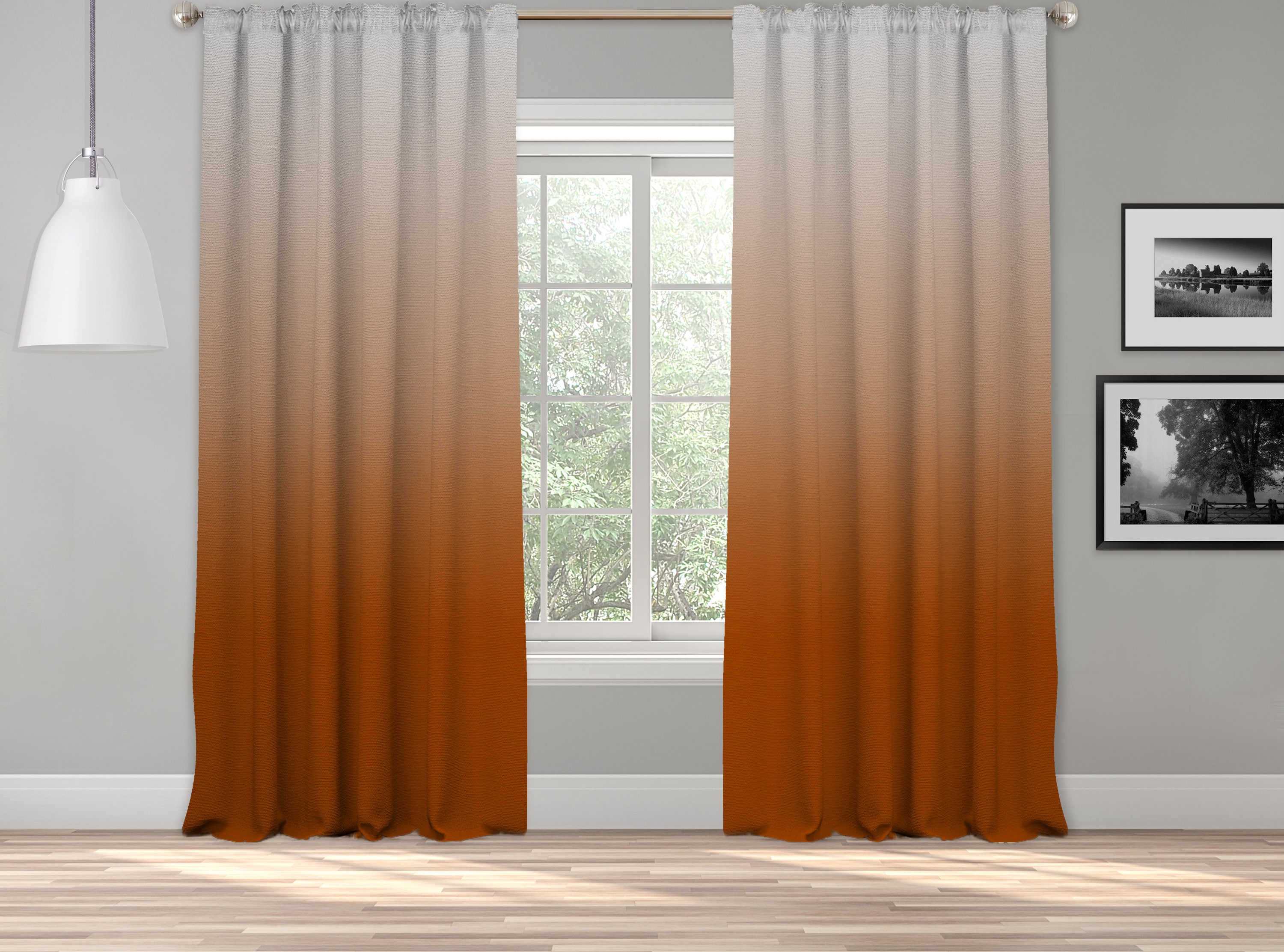 Burnt Orange/Grey Ombre Curtain PanelShades OmbreGradient Etsy