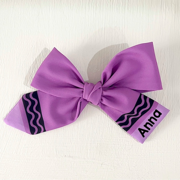 Personalized Hair Bow| Back to School Crayon Hair Bow| Back to School Personalized Crayon Hair Bow| Girls Crayon Hair Bow