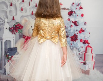 baby girl gold christmas dress