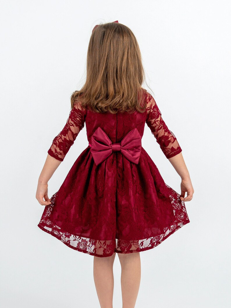 Christmas Dress Toddler Burgundy Dress for Girls Lace Etsy