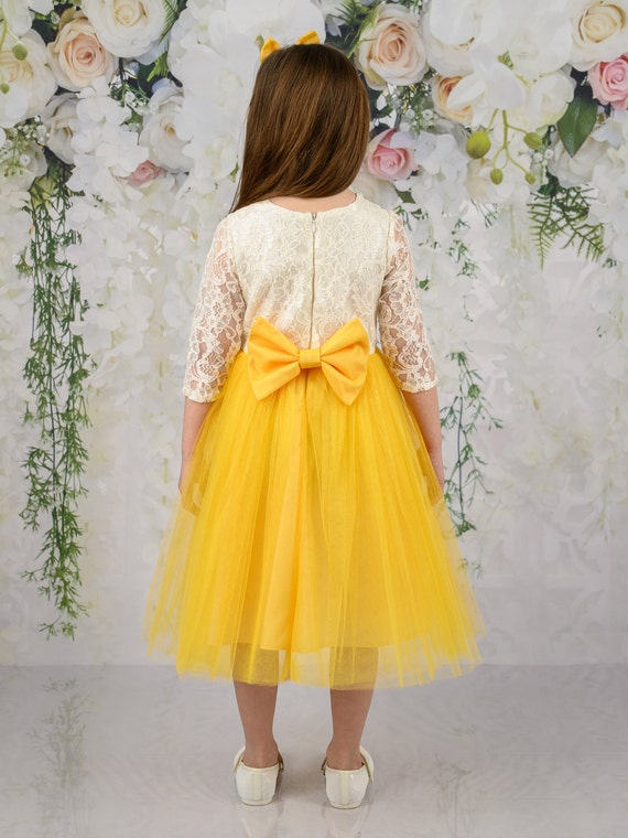 Gelbes Blumenmädchen Kleid Langarm Blumen mädchen Kleid - Etsy Österreich