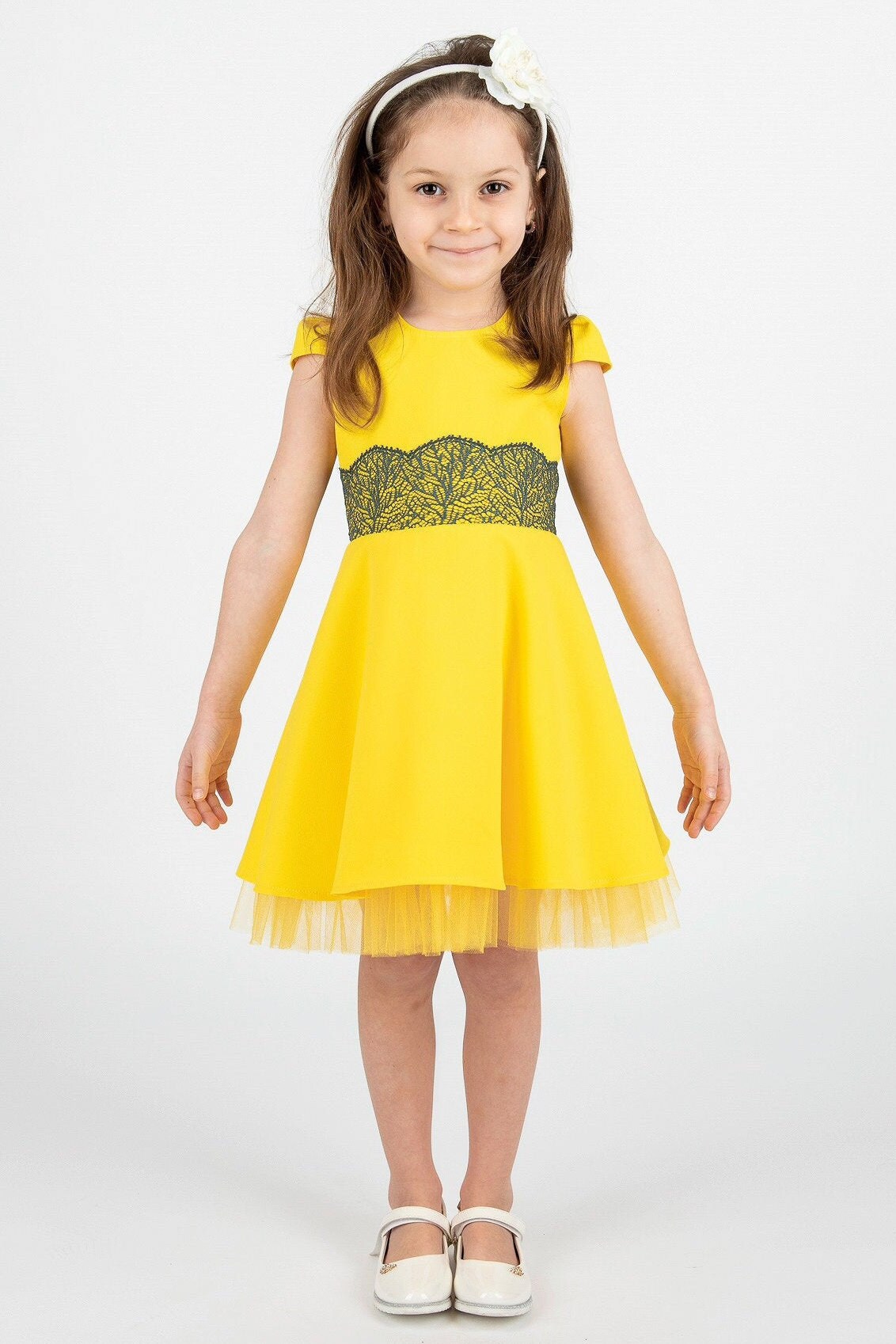 Yellow Formal Dress for Girls Big Bow Dress for Kids A Line | Etsy