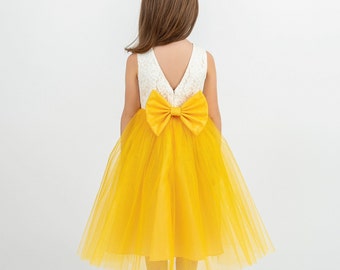 mustard yellow flower girl dress