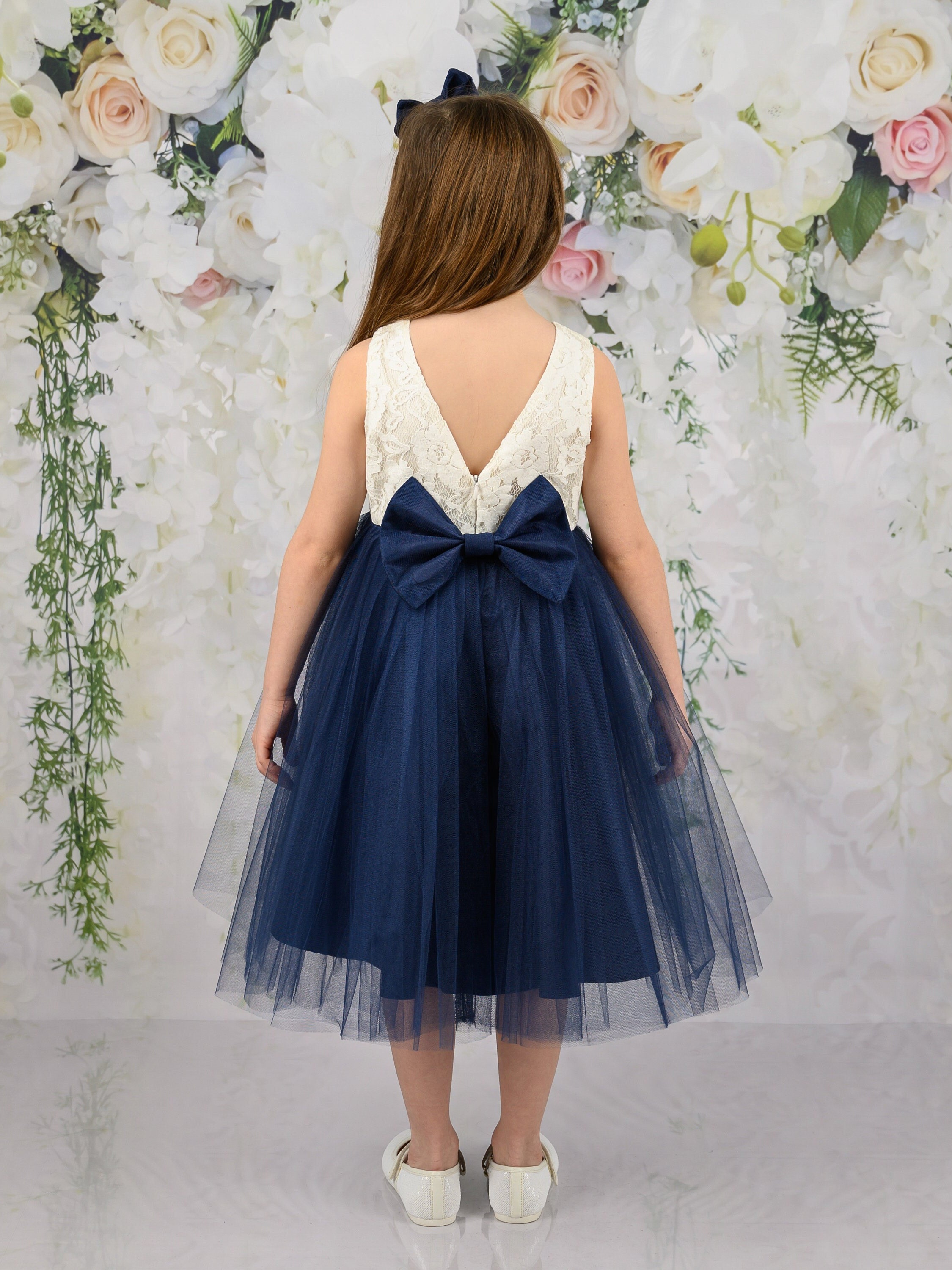 Navy Blue Flower Girl Dress Lace Girl Dress Baby Flower Girl Etsy