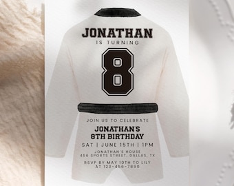 Martial Arts Uniform Birthday Invitation Editable Template, Sports Birthday Party Invite Teen Kids