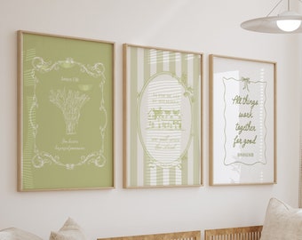 Sage Green Christian Wall Art Set: Coquette Bible Verse Prints (Digital Download)