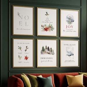 Christmas bible verse Printable set of 6, Christian religious Christmas Holiday Home decor, Watercolor Christmas wall art print
