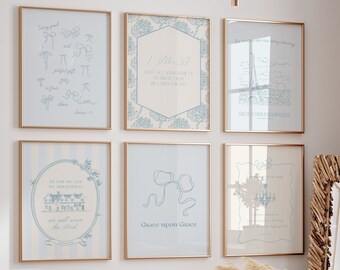 Light Blue Christian Bible Verse Prints: Modern Coquette Dorm Decor (Digital Download)