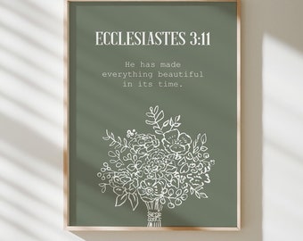 Cottagecore Christian Wall Art: Bible Verse Floral Print (Digital Download)