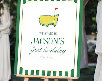 Green Editable Golf Birthday Welcome Sign Template Digital Download  0313