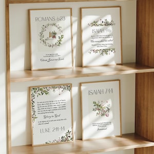 Christmas Bible Verse Print Set of 4 Watercolor Christmas Scripture Christian Christmas religious art gallery poster he will be called print
