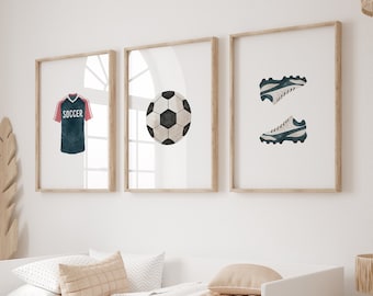 Barnrumstryck med fotbollstema: Vintage sportdekorationer (digital nedladdning)