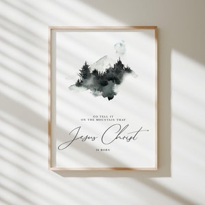 Gehen Sie sagen es auf dem Berg, dass Jesus Christus geboren Druck, Weihnachtslied Poster, Weihnachtshymne, christliche Wohnkultur, herunterladbare Druck