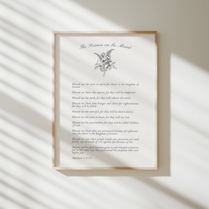 The sermon on the mount The Beatitude vintage bible verse printable, Blessed are, Scripture Christian modern wall decor, religious wall art