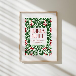 Emmanuel God with us, Matthew 1:23 print, Christmas Bible Verse Wall Art, Christian Christmas Decor, Modern Holiday religious wall art print