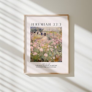 Call to me Christian art Jeremiah 33:3, Vintage aesthetic religious bible verse wall decor, Modern Trendy Christian wall art, Religious gift