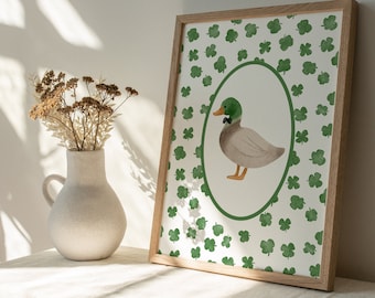 Mallard Duck Vintage Pattern Print: Whimsical Nursery Decor (Digital Download)