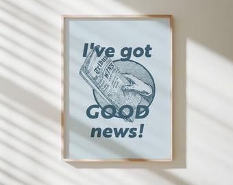 Vintage Newspaper Christian Wall Art: 'Good News' Bible Verse (Digital Download)