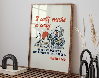 Western Desert Christian Art Print: Isaiah Bible Verse (Digital Download)