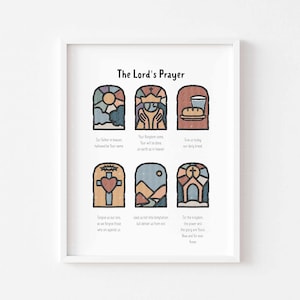 The lord prayer printable, Kids Sunday School poster, Church nursery wall art, Christian home school print kids bible verse scripture print