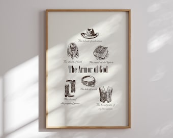 Vintage Western The armor of God Christian wall decor, Modern Christian Artwork, Christian religious gift, Prayer Room Wild West decor