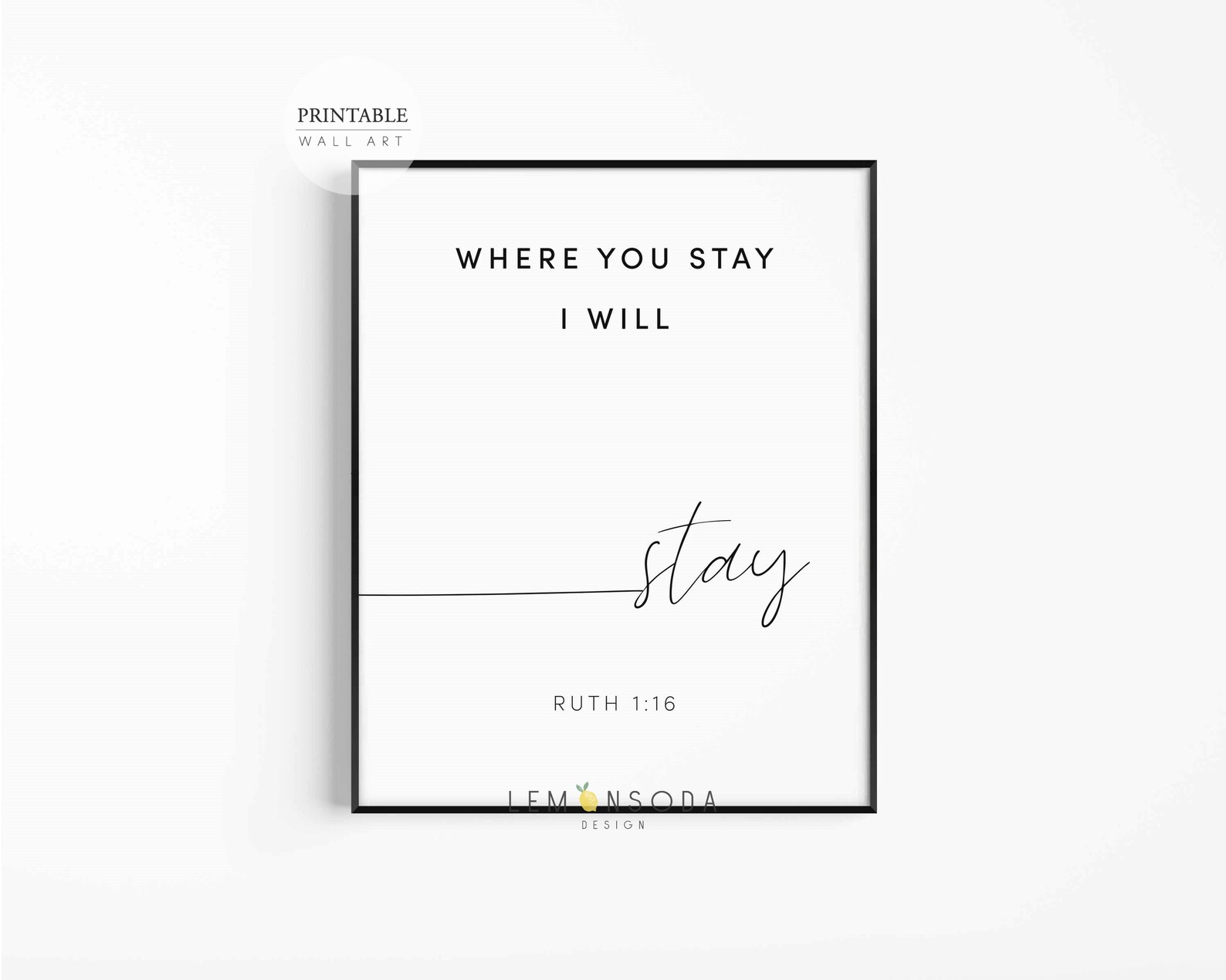 Ruth 1 16 Set of 2 Prints Printable Bible Verse Wall Art Etsy