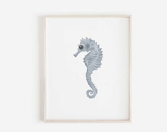 Seahorse print, Seahorse poster, Seahorse wall art, Watercolor seahorse, Beach theme nursery decor, Sea animal print, Downloadable print