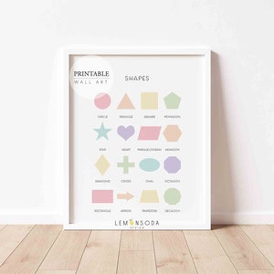 Pastel Alphabet Print Play Room Wall Shapes days of week educational preschool home school chart kindergarten 123 numbers toddler activities image 5