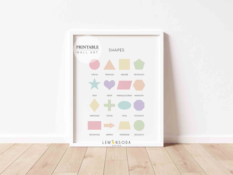 Pastel Alphabet Print Play Room Wall Shapes days of week educational preschool home school chart kindergarten 123 numbers toddler activities image 5