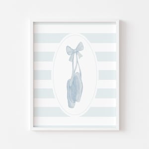 Arte de pared con zapatillas de ballet azules, decoración de pared para habitación de bailarinas de moda, decoración de habitación preppy, arte de pared coqueta, decoración estética para habitación de chicas adolescentes.