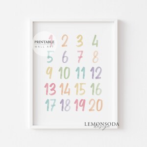 Pastel Alphabet Print Play Room Wall Shapes Days of Week Educational ...